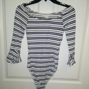 Abercrombie & Fitch Striped Bell Sleeve Bodysuit